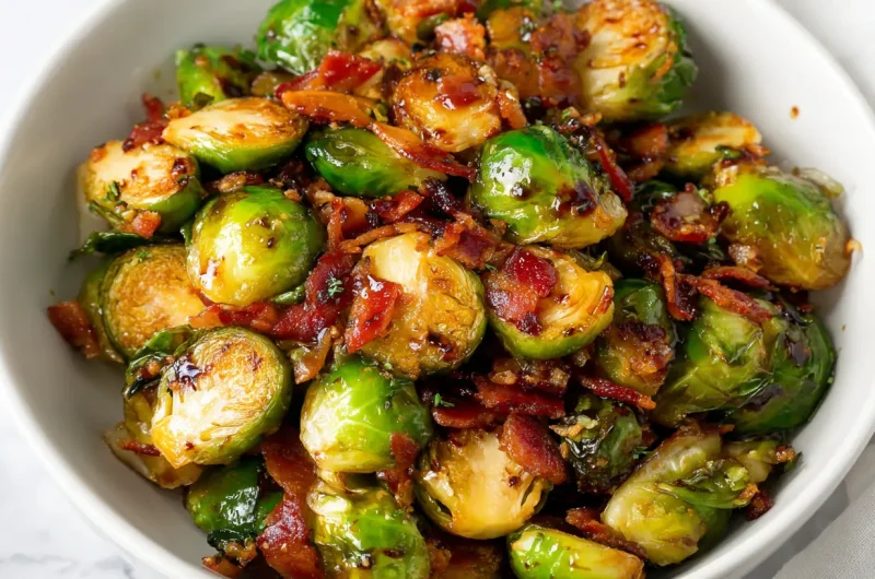 Crispy Bacon Brussel Sprouts - Easy Roasted Side Dish