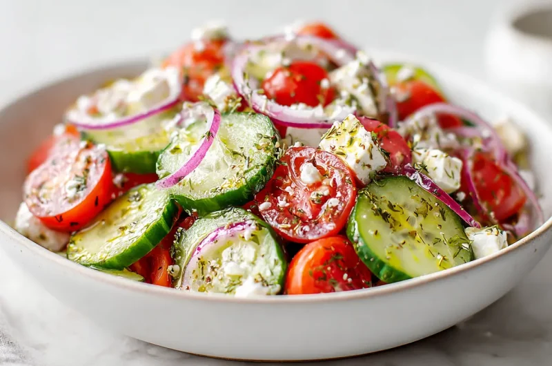Cucumber Tomato Feta Salad - Fresh Greek Summer Dish
