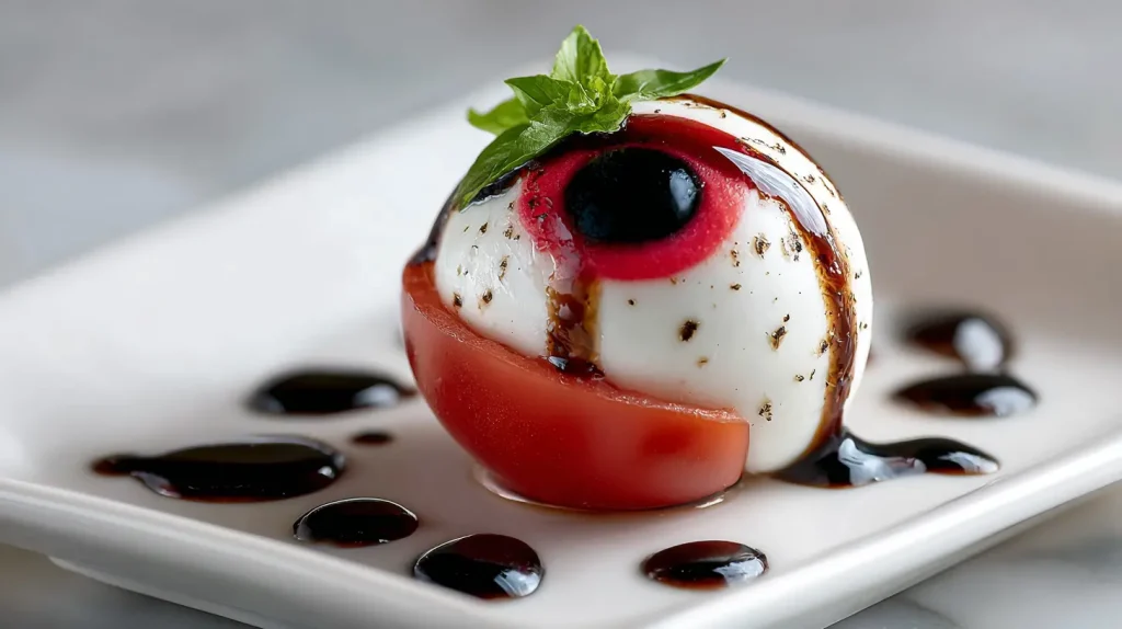 Halloween Bloody Eyeball Caprese Appetizer