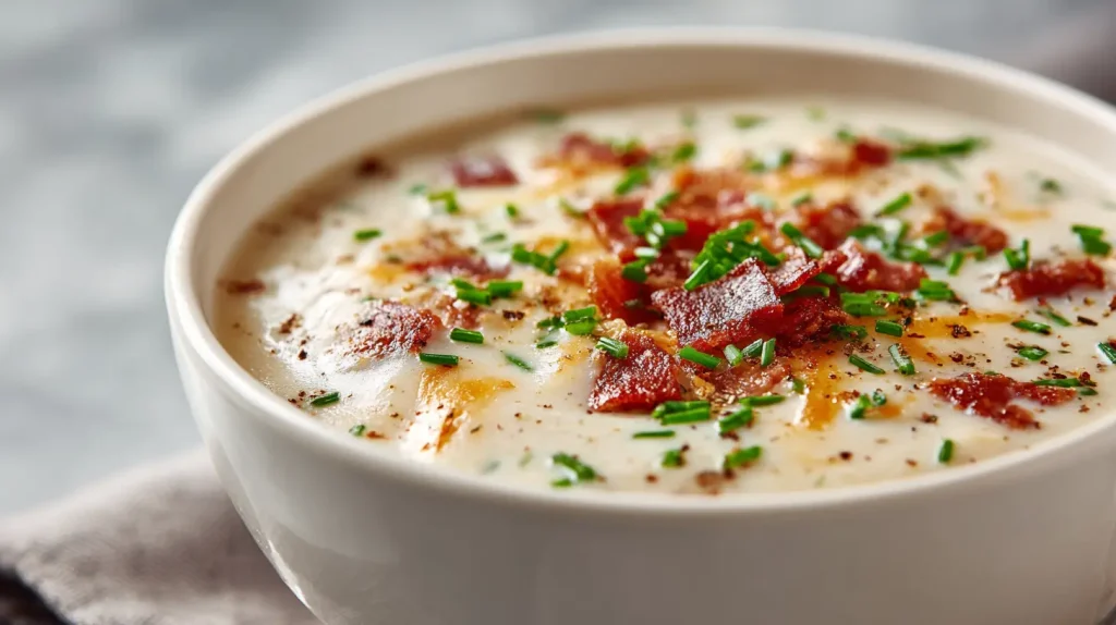 Creamy Potato Bacon Soup Recipe - Easy Loaded Comfort Bowl 2 Potato Bacon Soup