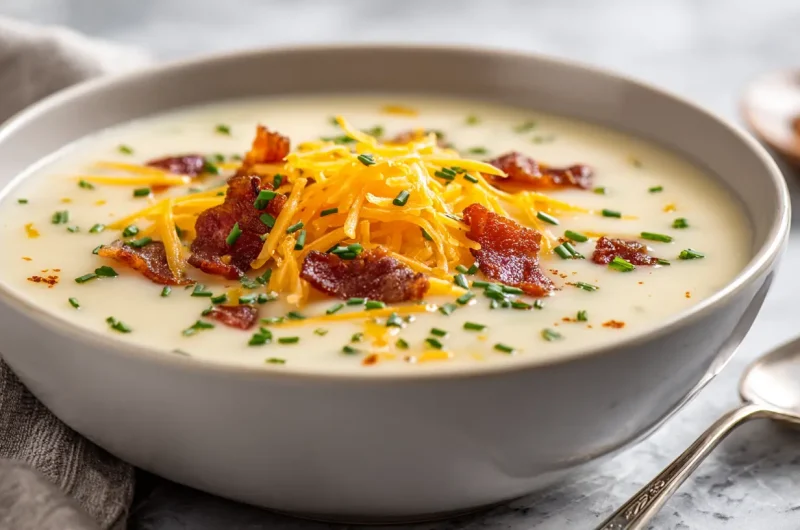 Creamy Potato Bacon Soup Recipe - Easy Loaded Comfort Bowl
