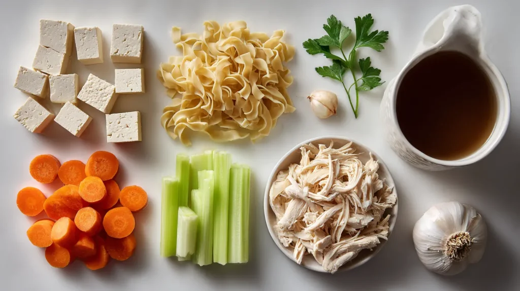 Tofu Chicken Noodle Soup