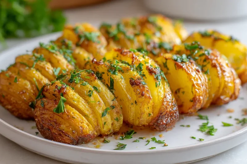 Crispy Air Fryer Hasselback Potatoes - Easy Garlic Recipe