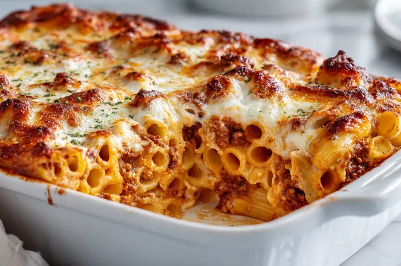 Baked Ziti with Ground Beef - Easy Cheesy Italian Dinner