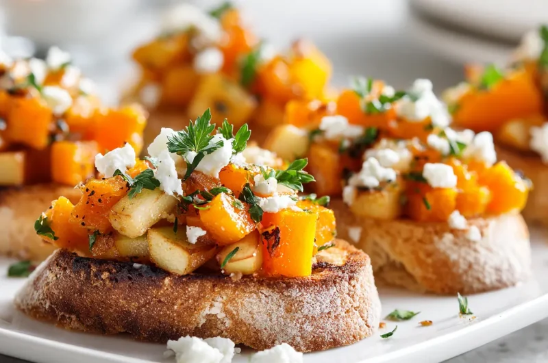 Bruschetta with Butternut Squash and Apples - Fall Appetizer