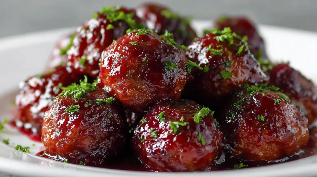 Quick Cranberry Meatballs Recipe - Festive Party Appetizer 2 Quick Cranberry Meatballs