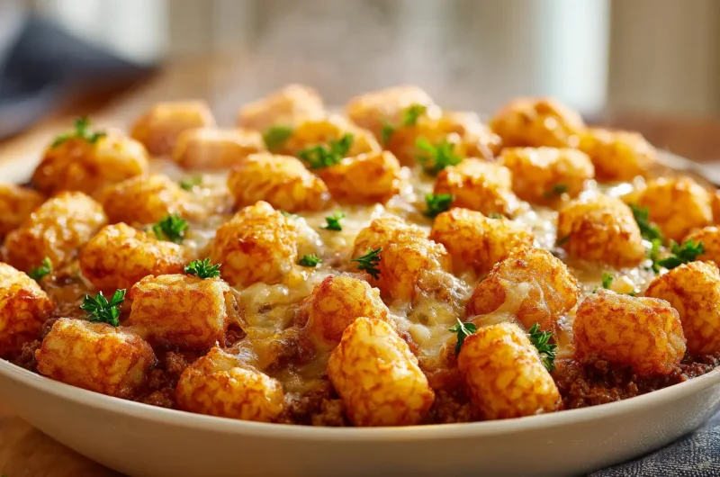 Tater Tot Casserole with Ground Beef - Easy Comfort Dinner