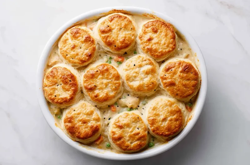Chicken Pot Pie with Biscuits - Easy Homestyle Dinner