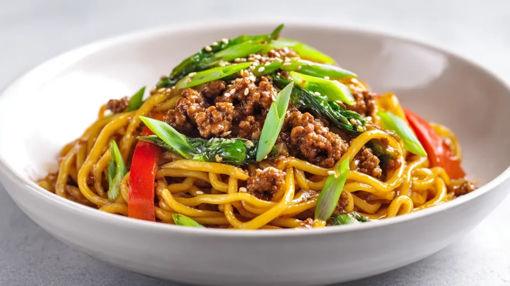 Mongolian Ground Beef Noodles