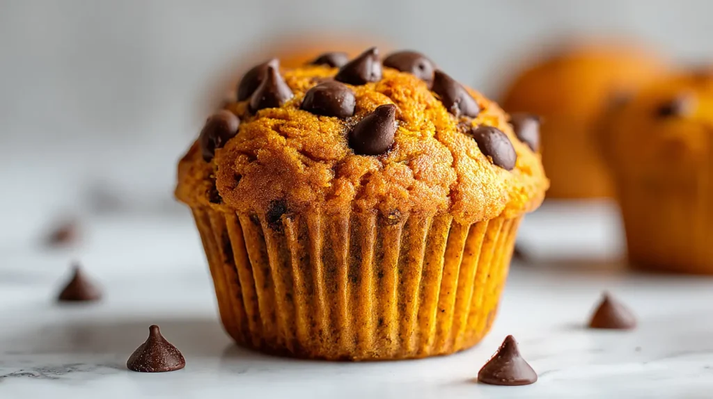 Moist Pumpkin Chocolate Chip Muffins - Easy Dessert 12 pumpkin chocolate chip muffins