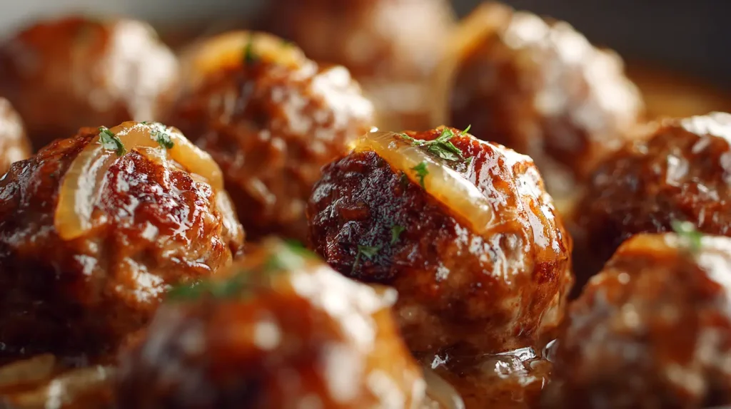 French Onion Meatballs Crock Pot - Easy Weeknight Dinner 2 French Onion Meatballs Crock Pot