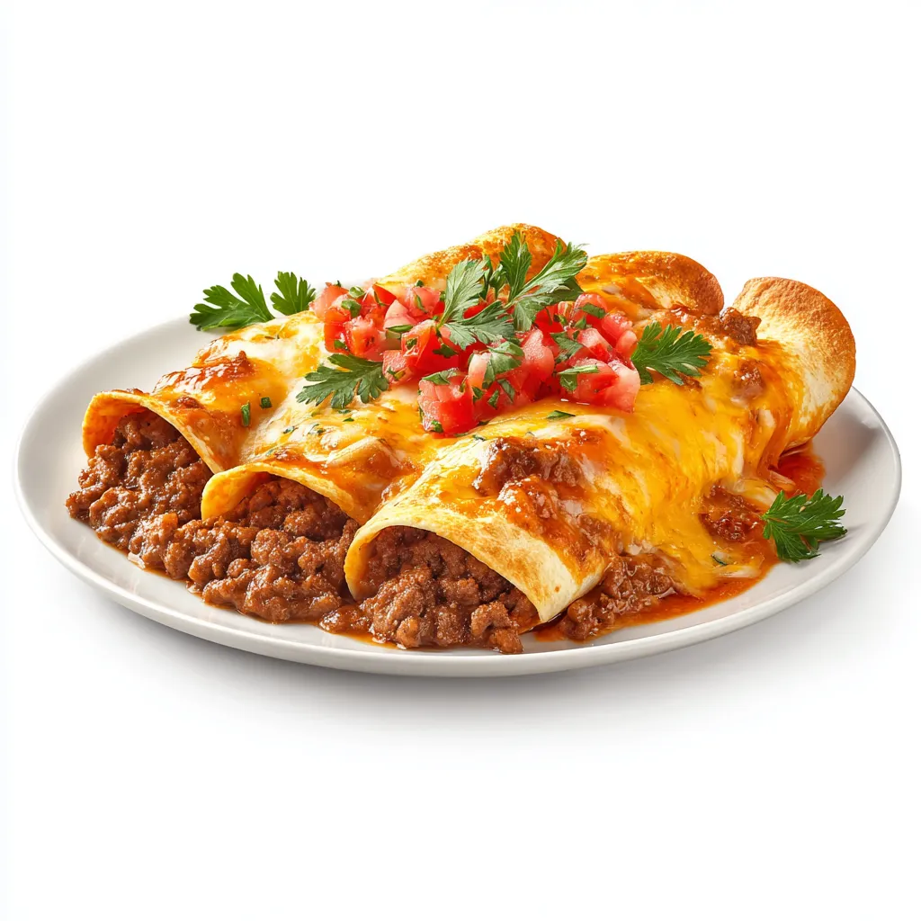 Ground Beef Enchiladas Recipe - Rich Red Sauce Flavour 4 Ground Beef Enchiladas vector