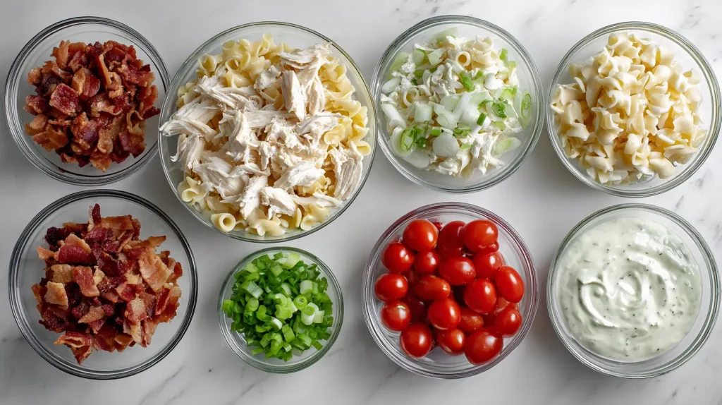 Chicken Bacon Ranch Pasta Salad - Easy Cold Pasta Recipe 3 Chicken Bacon Ranch Pasta Salad
