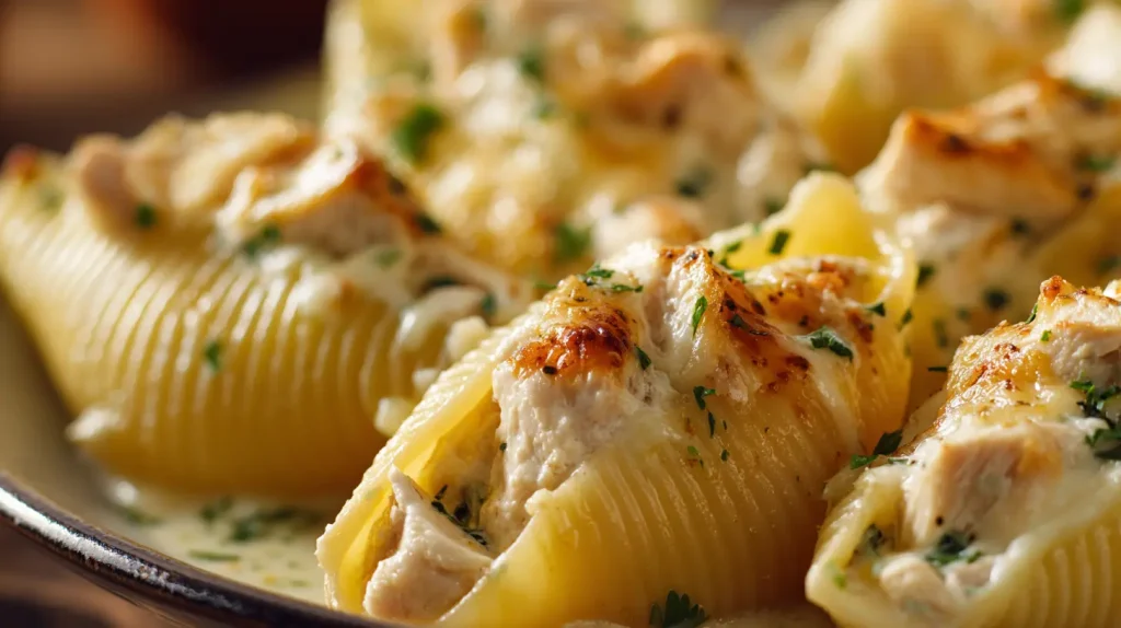 Chicken Stuffed Shells Recipe - Creamy Cheesy Pasta Bake 2 Chicken Stuffed Shells