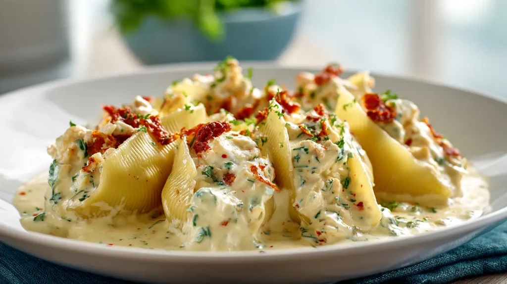 Chicken Stuffed Shells Recipe - Creamy Cheesy Pasta Bake 9 Chicken Stuffed Shells