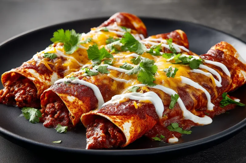Ground Beef Enchiladas Recipe - Rich Red Sauce Flavour