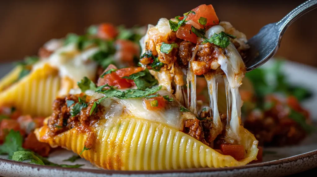 Mexican Stuffed Shells Recipe - Cheesy Taco Shell Pasta 2 Mexican Stuffed Shells