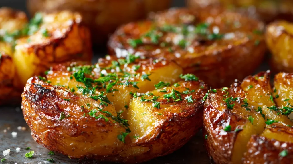Smashed Potatoes Baked - Crispy Golden Garlic Potatoes 2 Smashed Potatoes Baked