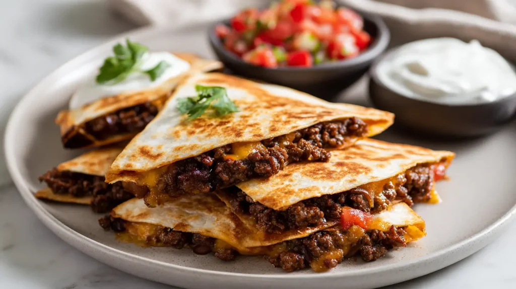 Ground Beef Quesadillas Recipe - Easy Cheesy Dinner 8 Ground Beef Quesadillas