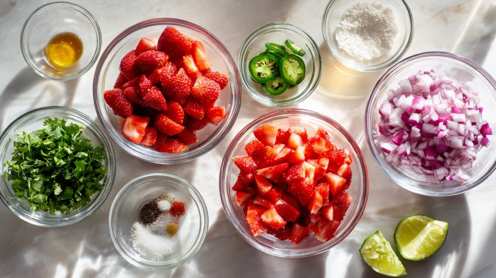 Strawberry Salsa Recipe - Fresh Fruit Salsa with Chips 2 Strawberry Salsa