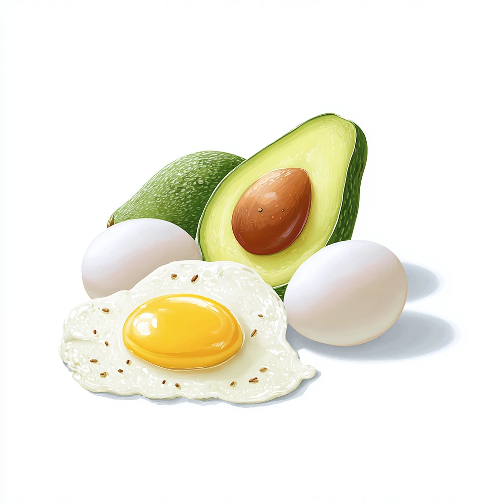Eggs and Avocado - Balanced and Protein Rich Meal 2 Eggs and Avocado vector