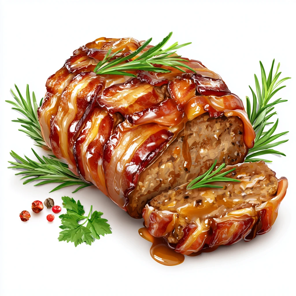 Easy Meatloaf with Oatmeal Recipe - Perfect for Family Dinner 4 bacon wrapped meatloaf vector