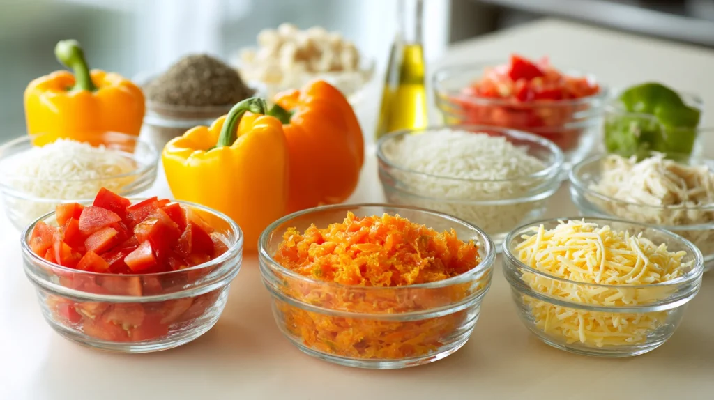 Stuffed Bell Peppers Chicken - Flavor Packed, Healthy Dinner 3 Stuffed Bell Peppers Chicken