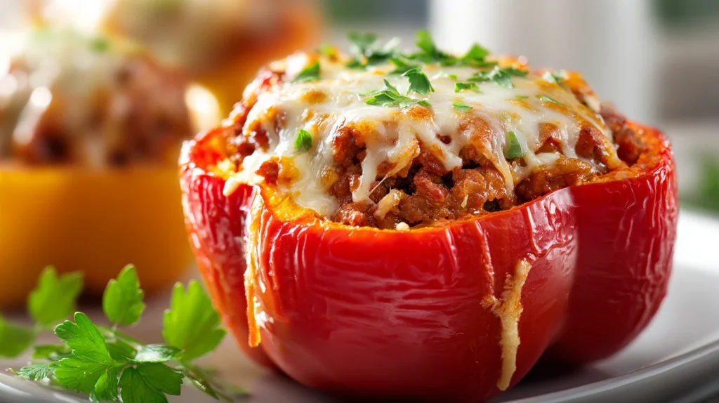 Stuffed Bell Peppers Ground Beef - Easy Weeknight Dinner 2 Stuffed Bell Peppers Ground Beef