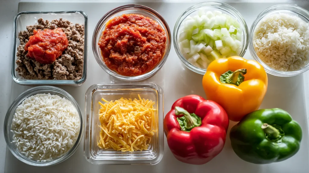 Stuffed Bell Peppers Ground Beef - Easy Weeknight Dinner 3 Stuffed Bell Peppers Ground Beef