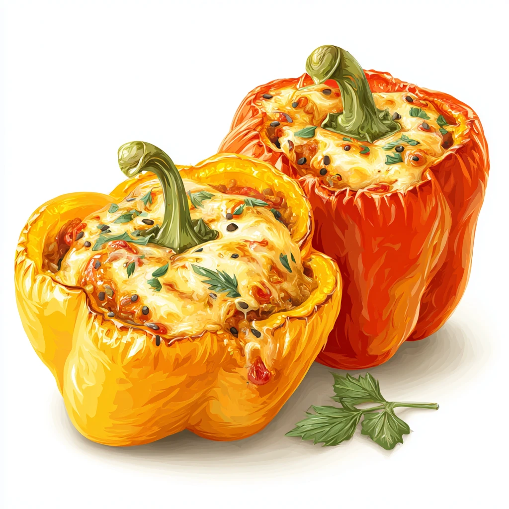 Stuffed Bell Peppers Ground Beef - Easy Weeknight Dinner 4 stuffed bell peppers vector