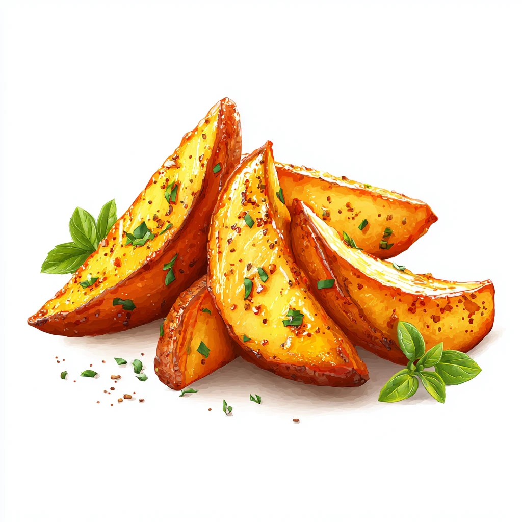 Oven Baked Potato Wedges - Crispy, Flavorful & Easy to Make 2 Oven Baked Potato Wedges vector
