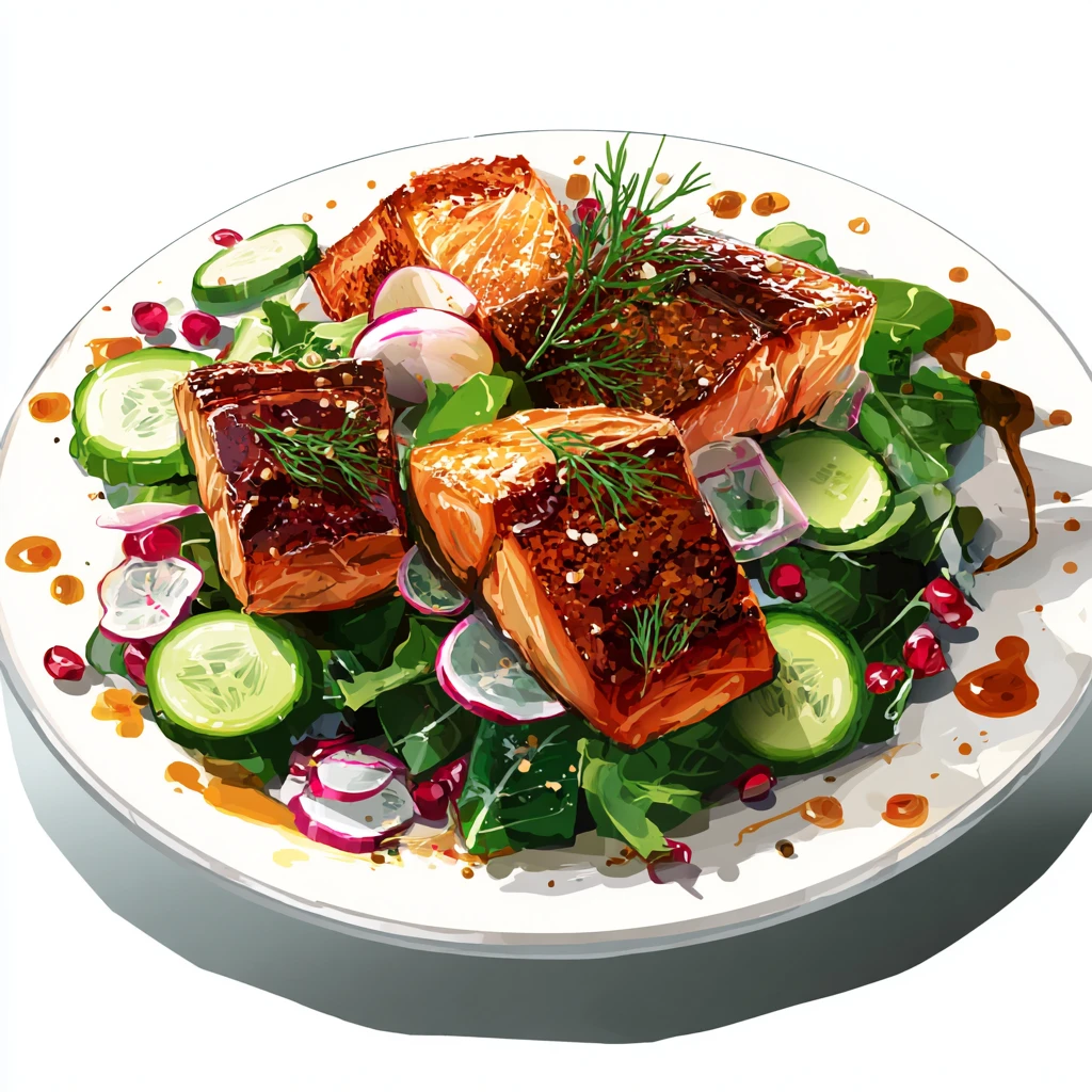 Salmon Salad – Healthy Mediterranean-Style 4 Salmon Salad vector