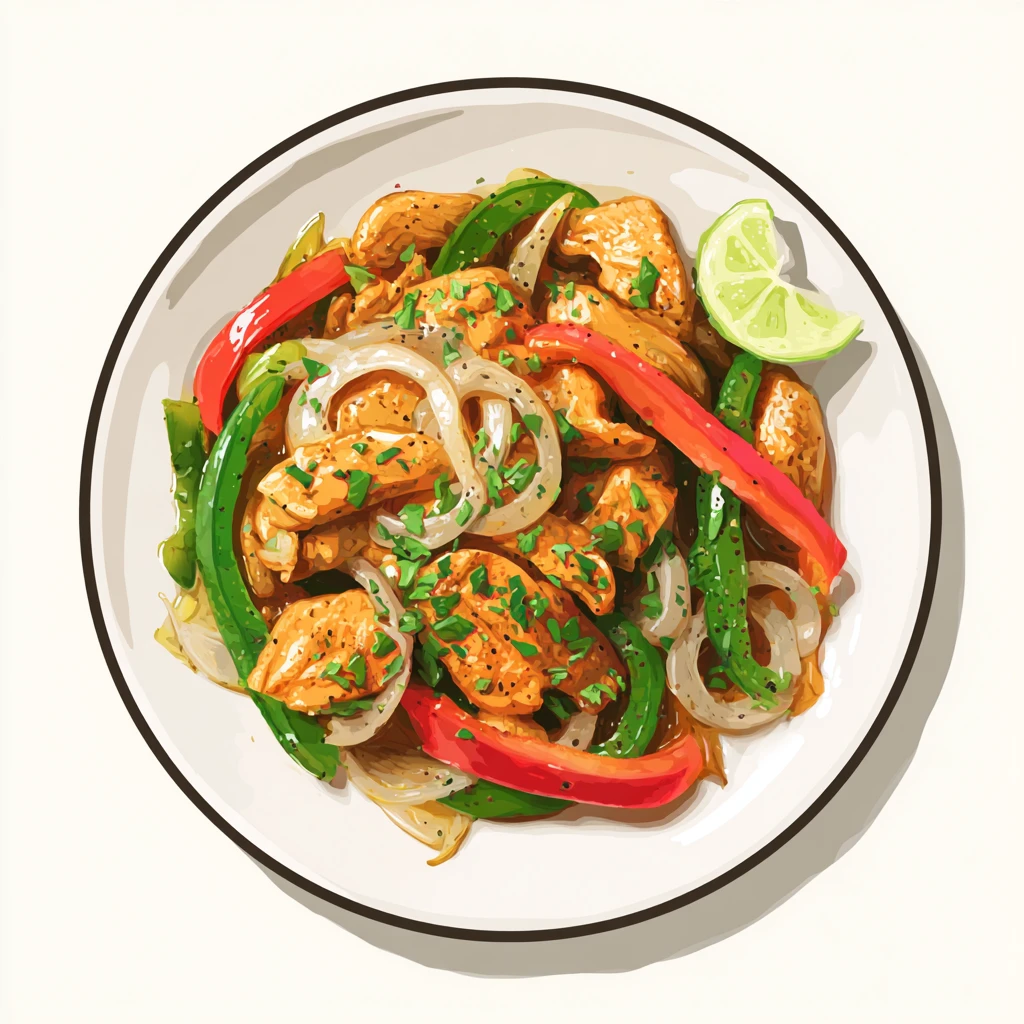 Quick Sheet Pan Chicken Fajitas Recipe - Easy Family Dinner 4 Sheet Pan Chicken Fajitas vector