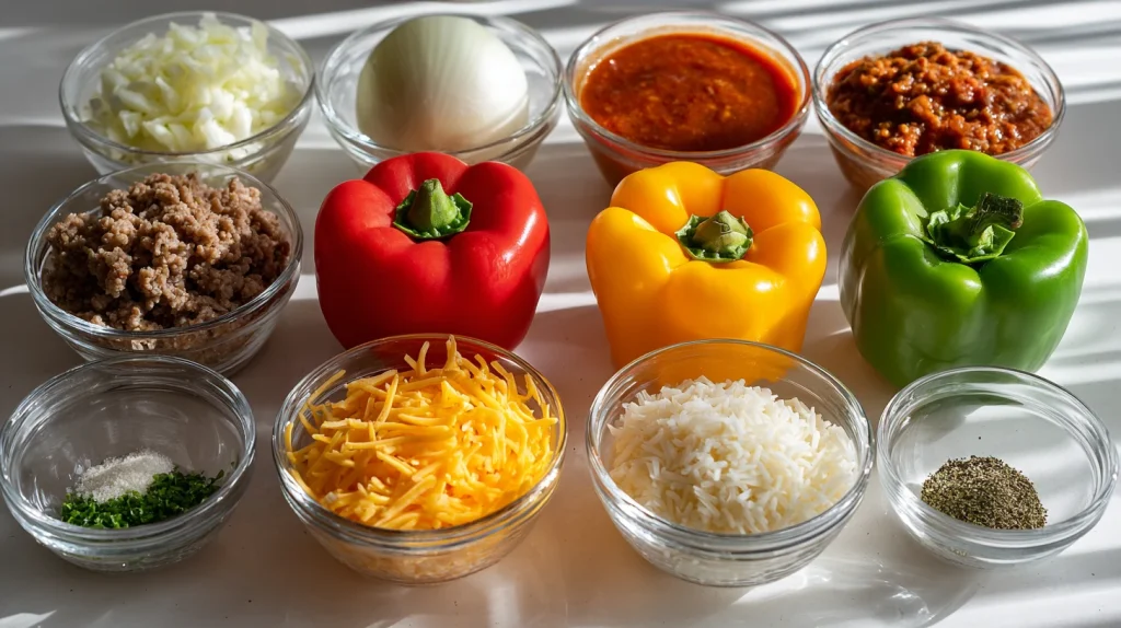 Stuffed Bell Peppers Casserole - Cheesy & Easy Family Dinner 3 Stuffed Bell Peppers Casserole