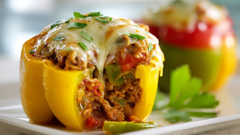 Healthy Stuffed Bell Peppers No Rice - Easy Low Carb Dinner 2 Stuffed Bell Peppers No Rice