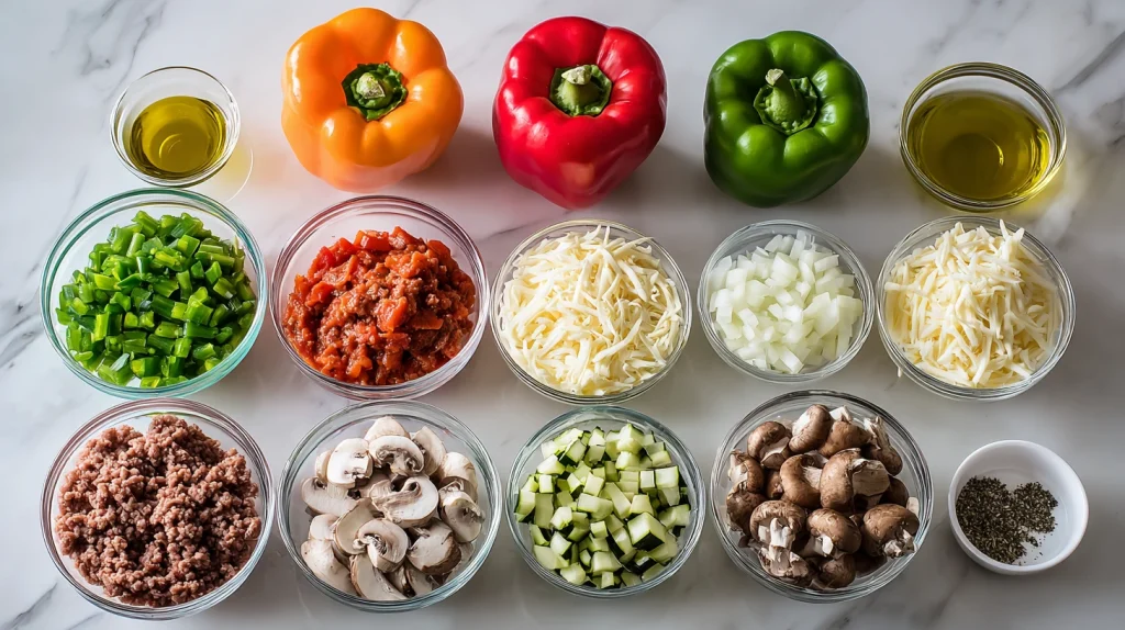 Healthy Stuffed Bell Peppers No Rice - Easy Low Carb Dinner 3 Stuffed Bell Peppers No Rice