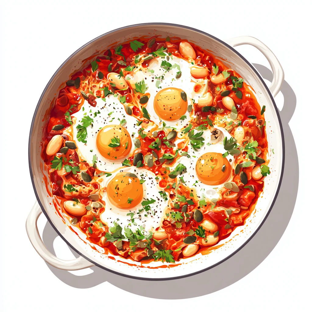 Cannellini Bean Shakshuka - Easy & Healthy One-Pan Meal 3 Cannellini Bean Shakshuka vector