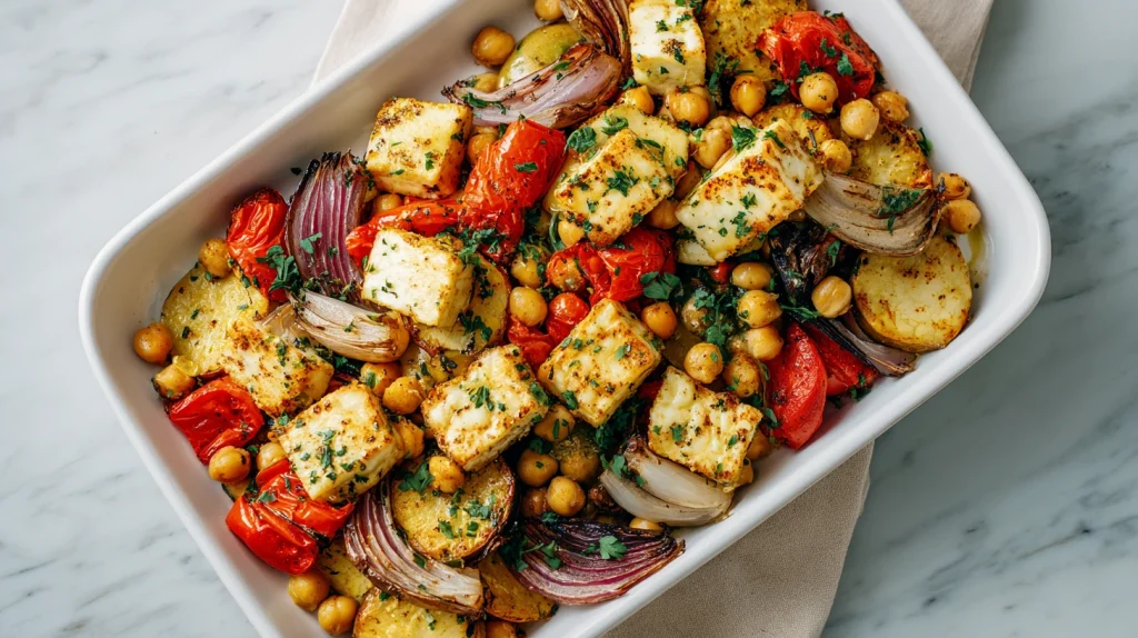 Chickpea and Halloumi Roasted Veggies - Easy & Quick 10 Chickpea and Halloumi Roasted Veggies