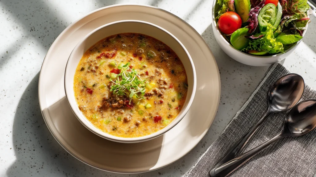 High Protein Cheeseburger Soup - Easy & Cheesy Recipe 12 High Protein Cheeseburger Soup