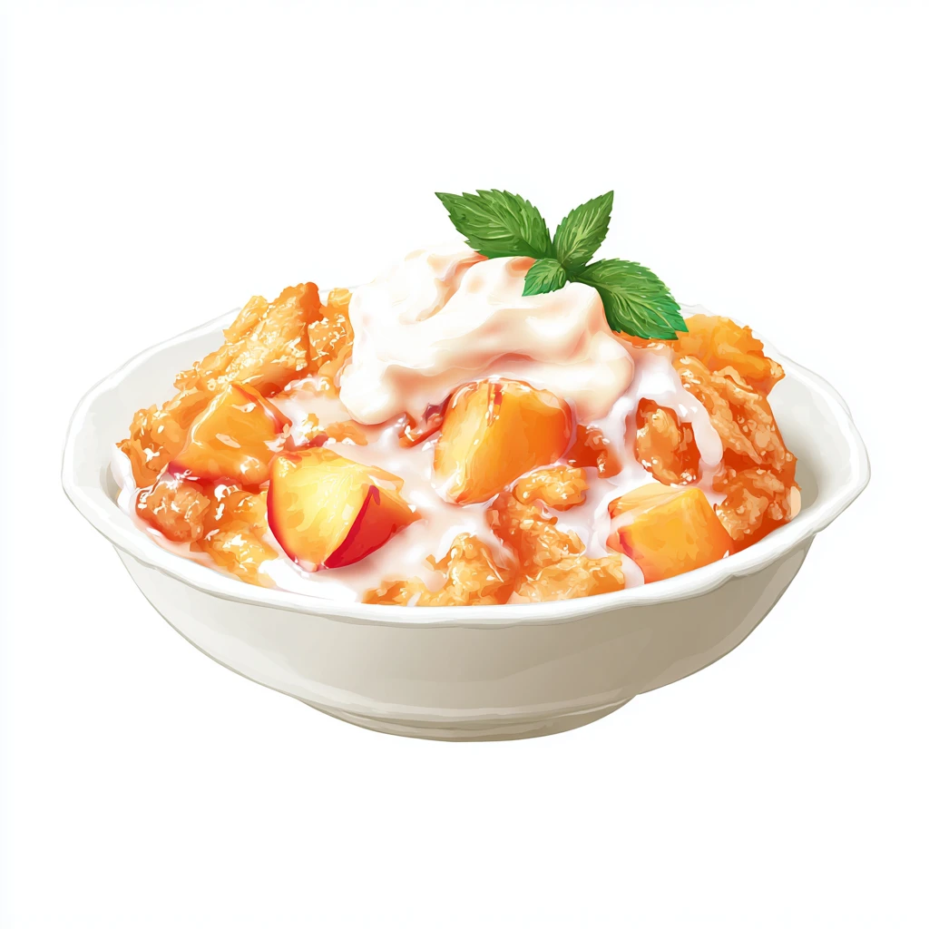 Easy Peach Cobbler Recipe - Delicious & Healthy Dessert 4 Peach cobbler vector