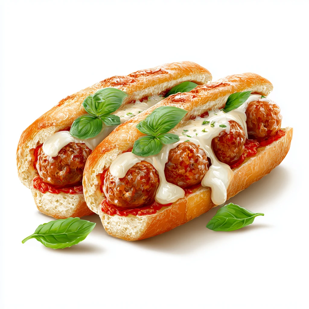 Meatball Subs - Classic, Cheesy, and Perfect for Any Dinner 4 meatball subs vector
