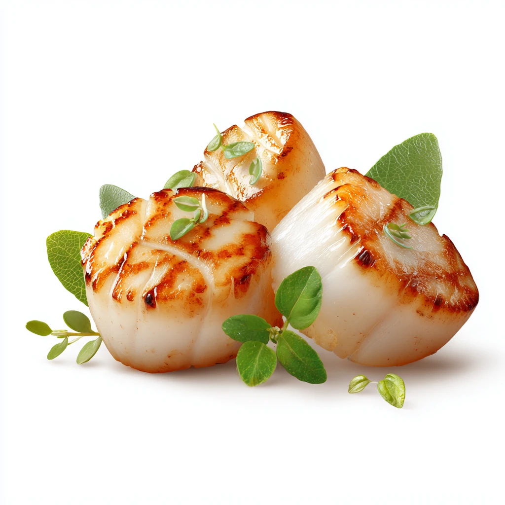 Seared Scallops Recipe - Easy, Soft & Buttery Appetizer 4 seared scallops vector