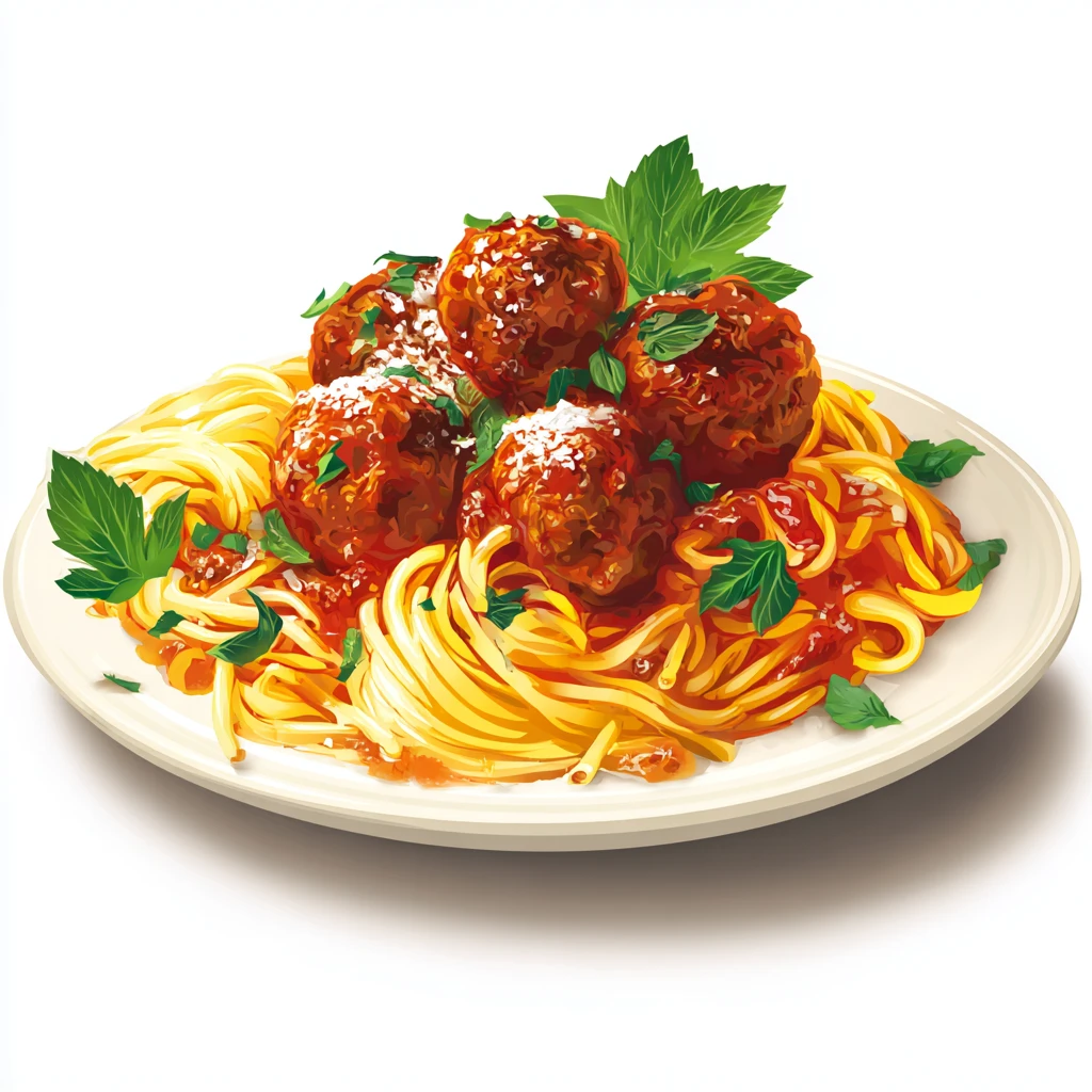 Spaghetti and Meatballs - Easy & Healthy Family Meal 4 spaghetti and meatballs vector