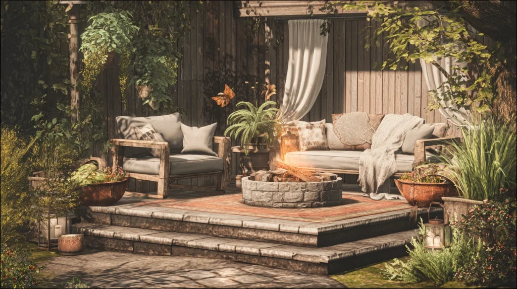 7 Famous Small Sloped Backyard Ideas 4 Cozy Backyard Seating on Tiered Platforms