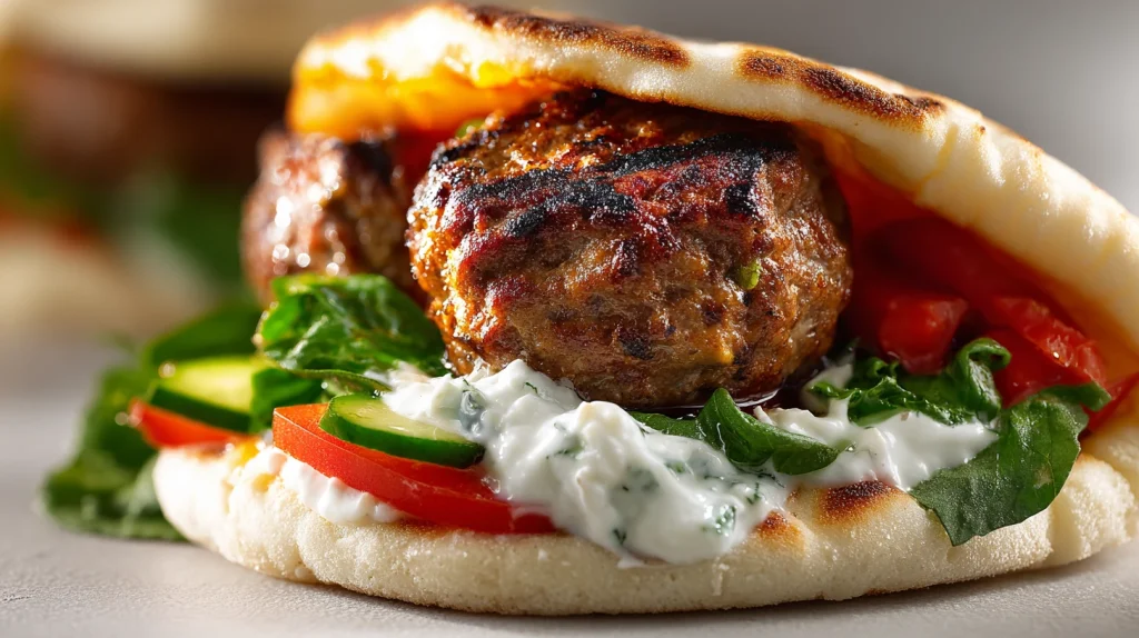 Greek Meatball Pitas - Easy, Juicy & Fresh Flavor Wraps 2 Greek Meatball Pitas