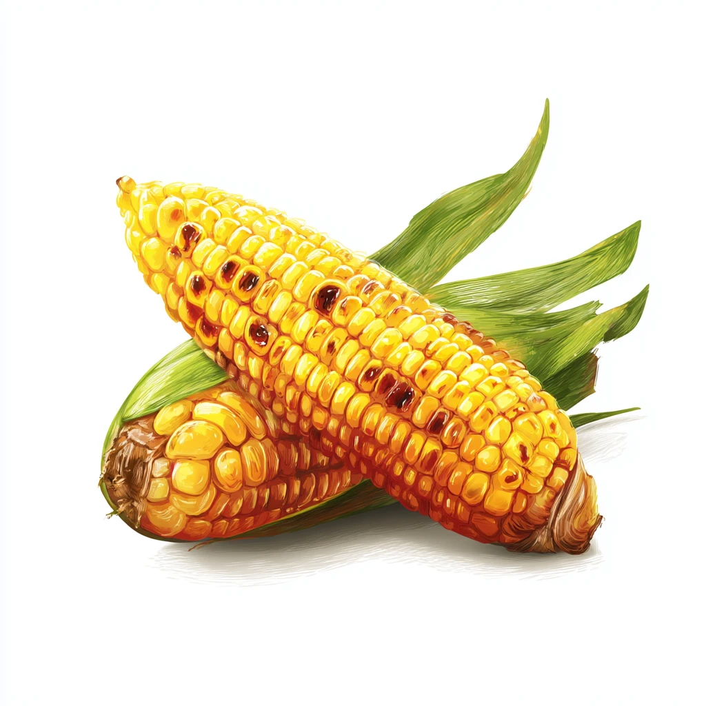 Delicious Grilled Corn on the Cob - Perfect Smoky Flavor 4 Grilled Corn on the Cob vector