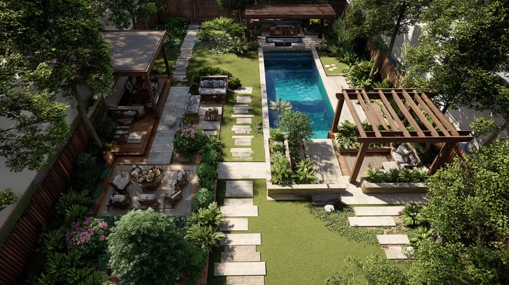 10 Famous Backyard Landscaping Ideas 4 Long Backyard Layout for Functional Zones