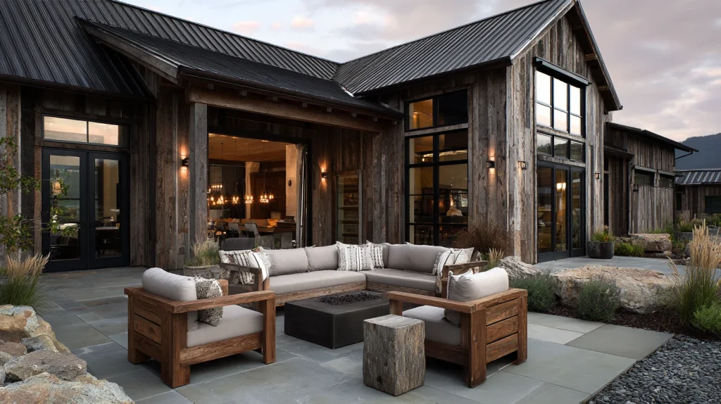 10 Famous Outdoor Patio Ideas 7 Modern Barn House Patio with Rustic Elements