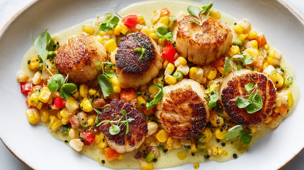 Easy Pan-Seared Scallops with Corn Succotash - Special Meal 10 Pan-Seared Scallops with Corn Succotash