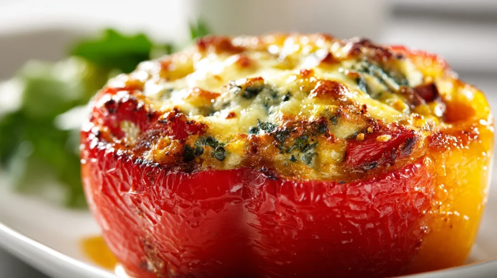 Delicious Savory Baked Stuffed Bell Peppers - Easy Recipe 2 Savory Baked Stuffed Bell Peppers